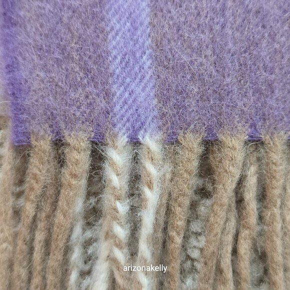 Luxurious Cashmere Scarf Purple Plaid Thick Plush - Picture 6 of 13